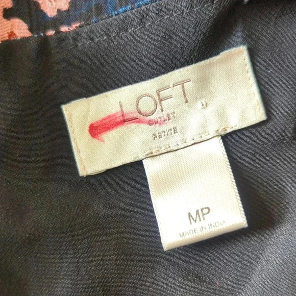 Loft Navy Colorful Wildflower Floral Long Sleeve Mini Shift Dress - Picture 9 of 10